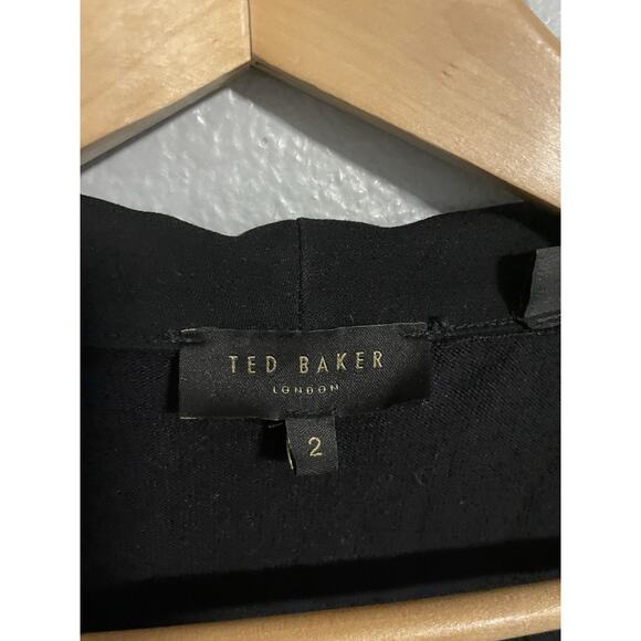 Ted Baker London Womens Open Front Cardigan Blazer Size 2 Black Modern Career - Picture 3 of 7